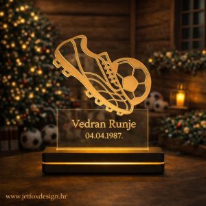 Ambijentalna LED lampa s motivom nogometne kopačke i lopte te personalizacijom po želji – tražiš li originalan poklon za nogometaša?