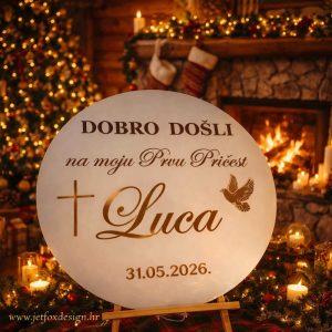 Personalizirana dekoracija Dobro došli na moju Prvu Pričest s imenom i datumom – tražite svečani detalj za proslavu?