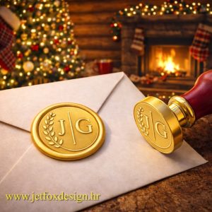 Pečat za vosak s monogramom u elegantnom krugu – tražite poseban detalj za vjenčane pozivnice ili omotnice?