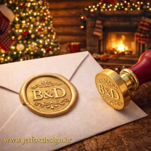 Pečat za vosak s inicijalima i ornamentalnim uzorkom na kuverti – želite elegantan detalj za vjenčane pozivnice?