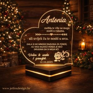 Personalizirana 3D lampa u obliku srca s emotivnom porukom za kćer i tekstom po želji – tražiš li poseban poklon za svoju kćer?