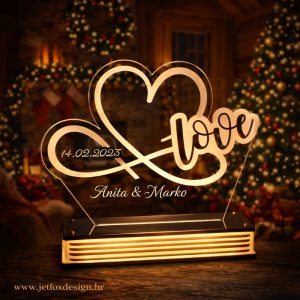 Personalizirana LED lampa s natpisom Love, imenima Anita i Marko te datumom 14.02.2023., romantični poklon za Valentinovo – tražiš li poseban dar za voljenu osobu?