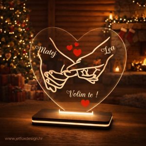 Personalizirana LED lampa u obliku srca s imenima Matej i Lea i porukom Volim te – tražiš li romantičan poklon za Valentinovo ili godišnjicu?