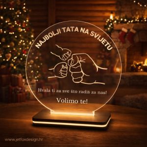 Personalizirana LED lampa s porukom za tatu i ilustracijom obiteljskih ruku – tražiš li poseban poklon za Dan očeva?