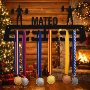 Personalizirani držač za medalje dizanje utega s imenom i motivom sportaša – tražite li mjesto gdje će medalje pokazivati snagu i trud?