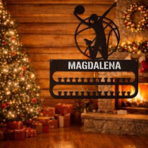 Personalizirani držač za medalje odbojka s imenom i motivom odbojkašice u skoku – tražite li posebno mjesto za medalje mlade sportašice?