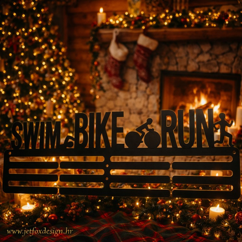 Personalizirani držač za medalje triatlon s natpisom Swim Bike Run – tražite li savršeno mjesto za medalje s utrka i triatlona?