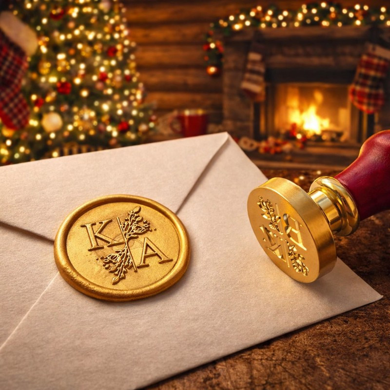 Personalizirani pečat za vosak s inicijalima i motivom grančice na zlatnom otisku – želite li da vaše vjenčane pozivnice izgledaju luksuzno i drugačije od svih drugih?