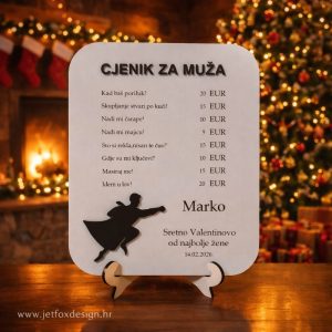 Što pokloniti mužu za Valentinovo? Zabavna dekoracija Cjenik za muža s humorističnim pravilima, imenom i posvetom po želji.