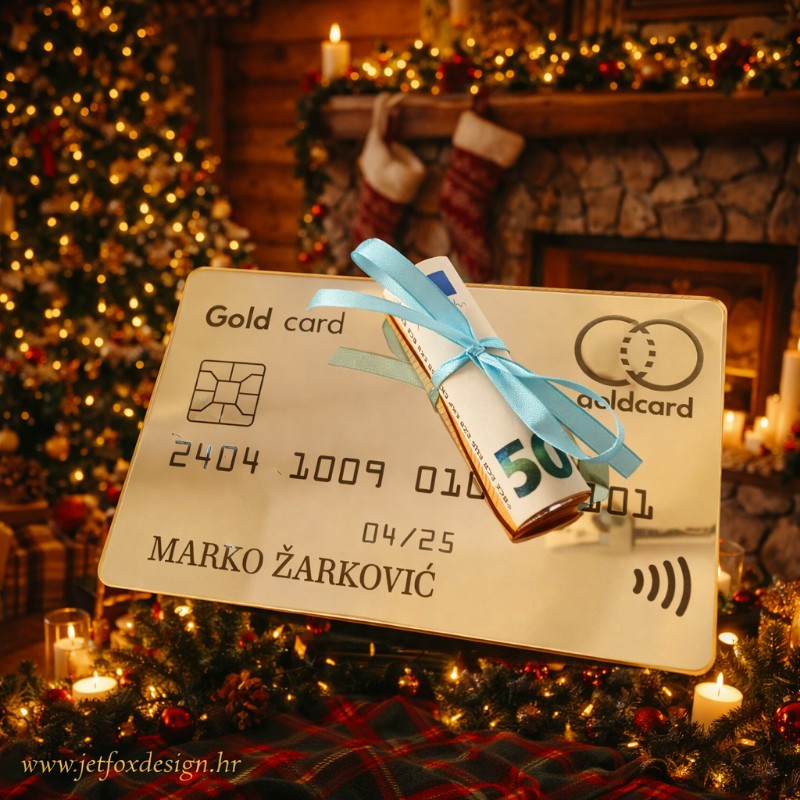 Tražite originalan način za pokloniti novac? Kartica za poklanjanje novca u obliku bankovne kartice s personalizacijom.
