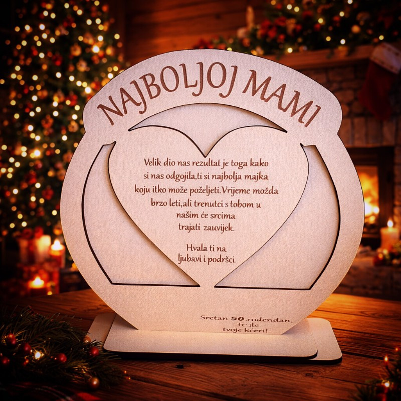 Dekoracija za mamu s posvetom u obliku srca