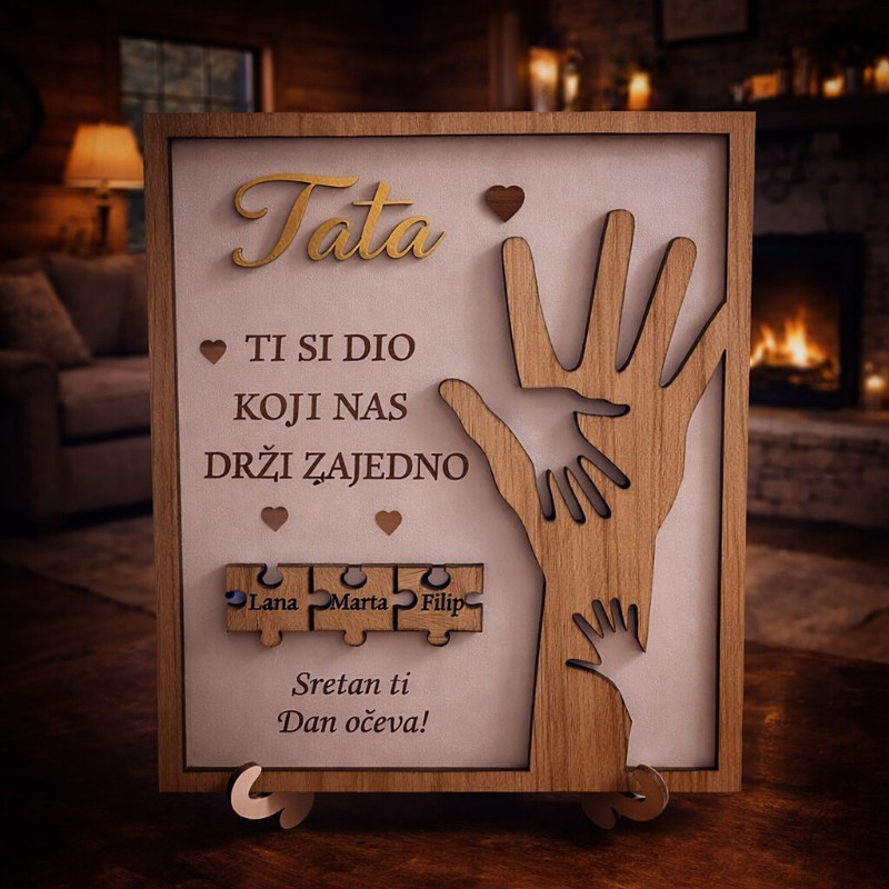 Dekoracija za tatu sa stablom i imenima djece