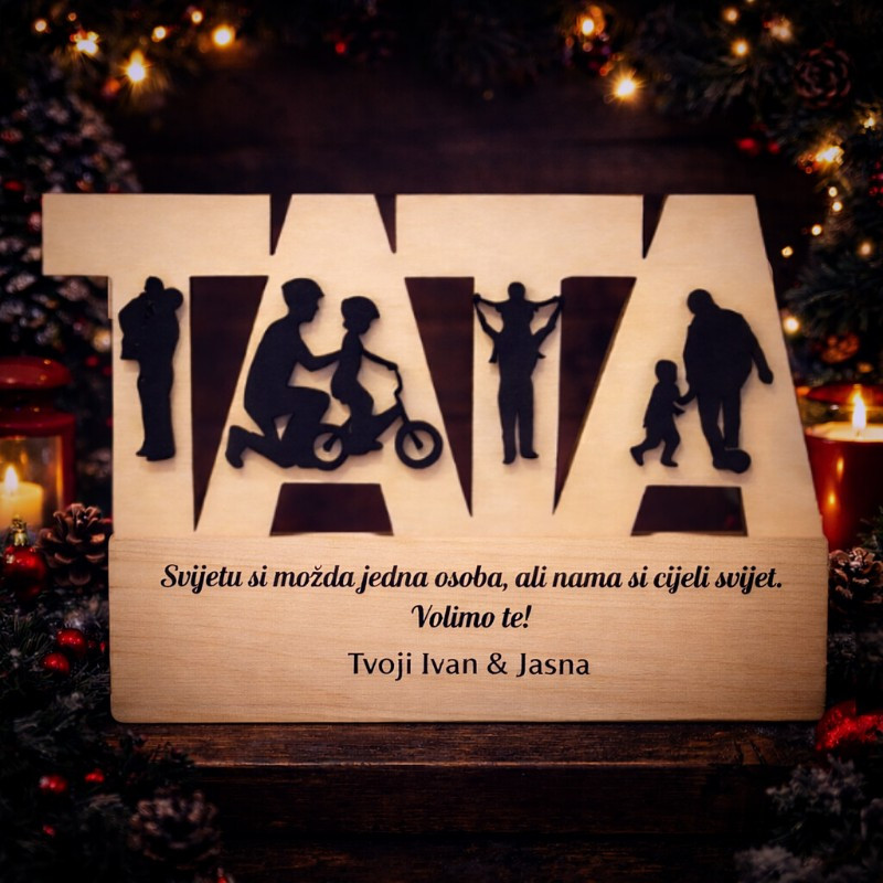 Dekoracija za tatu s obiteljskim motivima i posvetom